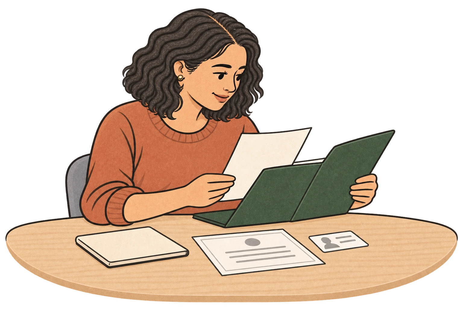 Illustration of a candidate organizing identity, education, and training documents
