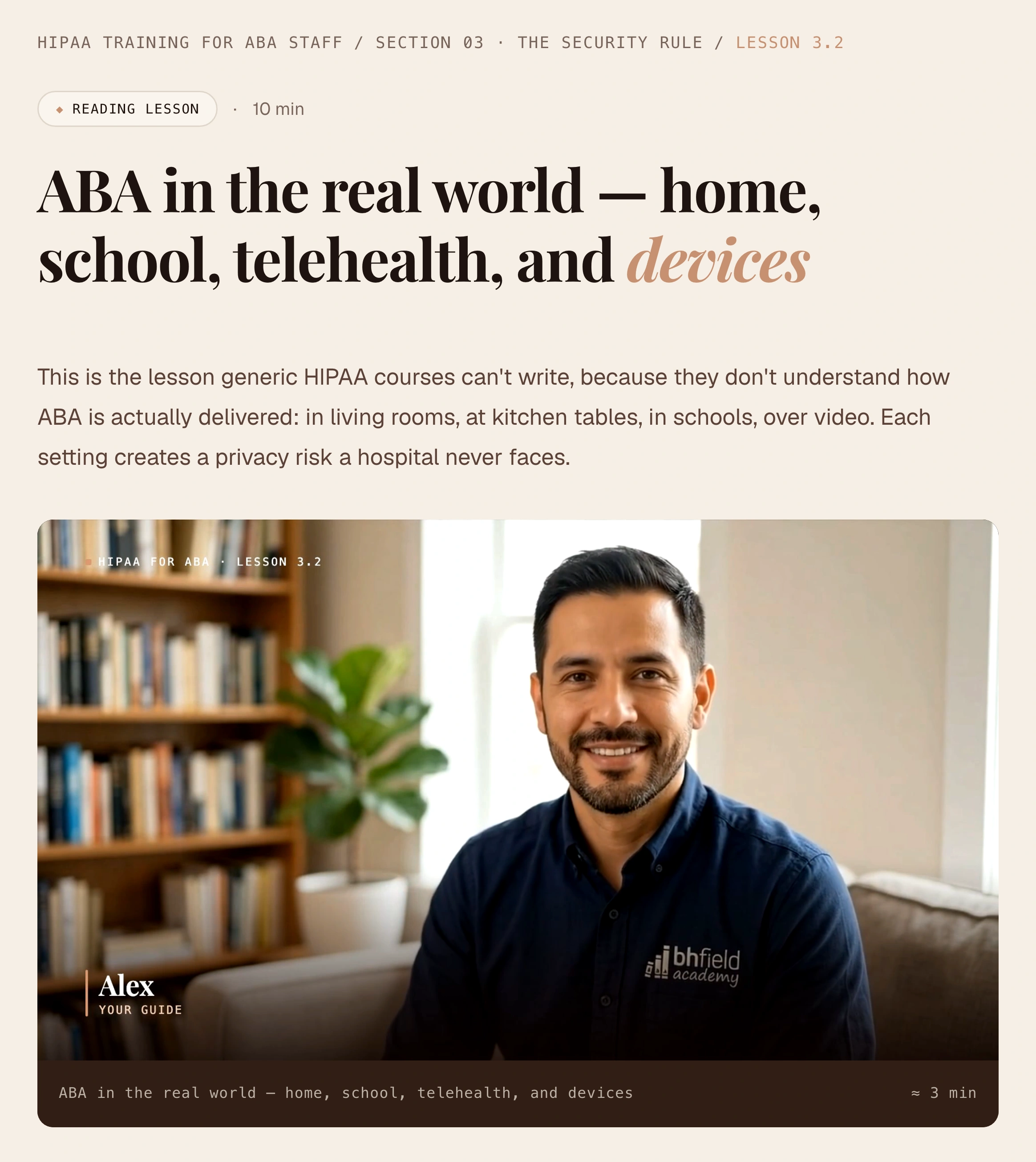 HIPAA for ABA Lesson 3.2 with Alex presenting ABA in the real world.